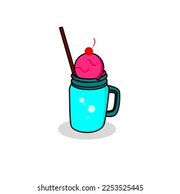 vector design of ice cream in a glass on a white background