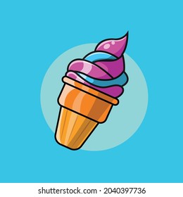 Vector design Ice cream with purple sweet potato and chewing gum varian.