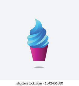 vector design of ice cream with turquoise blue gradation