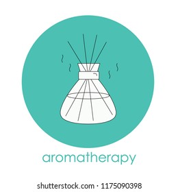 Vector design of icon aromatherapy. Hand drawn linear logotype for the spa, massage or organic shops