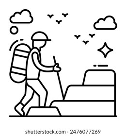 Un icono de diseño de Vector de excursionista
