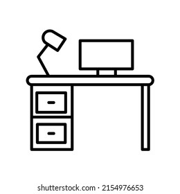 vector design, icon, illustration of a workspace with a computer