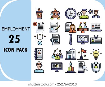 vector design icon set of a  employment line color icon 