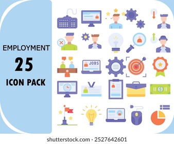 vector design icon set of a  employment  line color filled icon