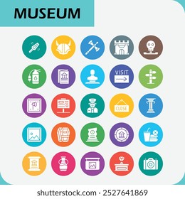 vector design icon set of a museum color  con 