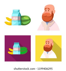 Vector design of  and  icon. Set of  and  stock vector illustration.