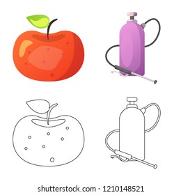 Vector design of  and  icon. Set of  and  stock vector illustration.