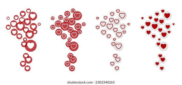 Vector design of icon for social network, hearts in a circle. Vector graphics.