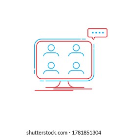 Vector design icon Webinar concept, online learning, distance education, internet meetings, training tests, working from home, easy communication