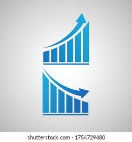 Vector Design Illustration Of Abstract Graph Diagram Of Increase In Profit And Decrease Profit.