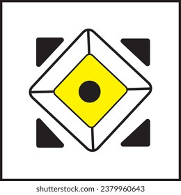 vector design illustration of an abstract logo with a rectangular shape in black, white and yellow. Suitable for logos, icons, t-shirt designs, websites, stickers, concepts, posters, advertisements.