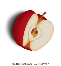 Ilustración de diseño de Vector de una manzana cortada por la mitad.