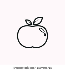 Vector design illustration of apple line art. Perfect for child coloring book objects