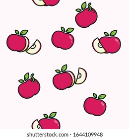 Vektorillustration-Design-Illustration von Apfelmustern - nahtloser Musterhintergrund.Ideal für Dekorationskonzept für Lebensmittel und Getränke