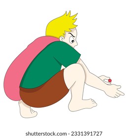  Vektordesign-Illustration Kunst, Junge ist ernsthafte Aufnahmen von Marmor