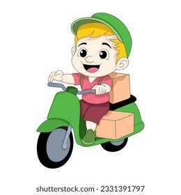  vector design illustration art, delivery boy to your house carrying your order package