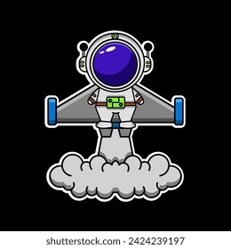 vector design illustration of a astronaut flying on a rocket