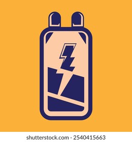 vector design illustration of a battery charging in peach and blue colors in a simple style. suitable for logos, icons, posters, advertisements, banners, companies, t-shirt designs, stickers, websites
