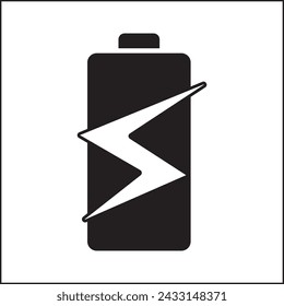 vector design illustration of a battery and lightning silhouette in black and white. suitable for logos, icons, posters, advertisements, banners, companies, t-shirt designs, stickers, websites.