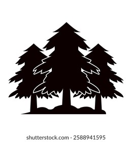 vector design illustration of a black tree silhouette on a white background