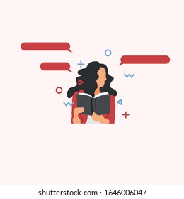 Vector design illustration of book reading activity.Good for business illustration and web element