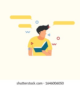 Ilustración de diseño de vectores de la actividad de lectura de libros.Buena para la ilustración empresarial y el elemento web