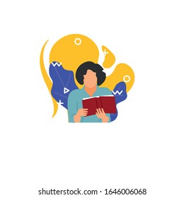 Vector design illustration of book reading activity.Good for business illustration and web element