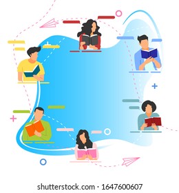Vector design illustration of book reading activity.Good for business illustrateion and web element