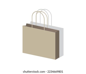diseño vectorial de la ilustración de una bolsa o bolsa marrón hecha de papel que se utiliza normalmente para llenar comestibles u otros artículos