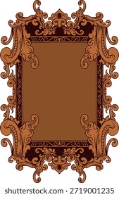 Ilustración de diseño de Vector de un adorno de marco decorativo de estilo real marrón