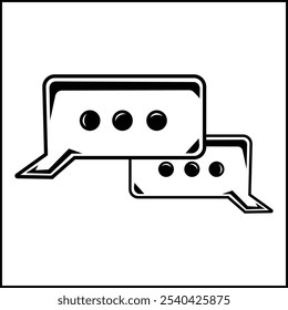 vector design illustration of a bubble chat box silhouette, in black and white. suitable for logos, icons, posters, advertisements, banners, companies, t-shirt designs, stickers, websites.