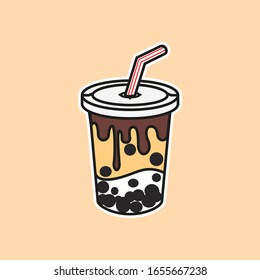 Vector design illustration of bubble tea mascot logo 