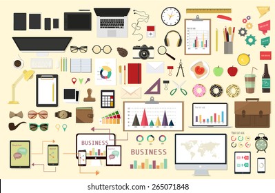 Vector design illustration of business office and workspace