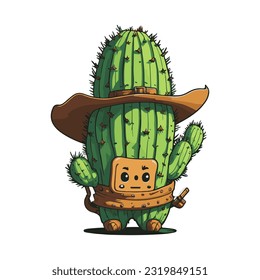 vector design illustration of cactus character mascot