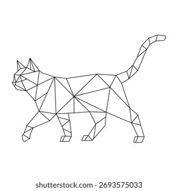Ilustração de design vetorial de um gato no estilo cubismo.