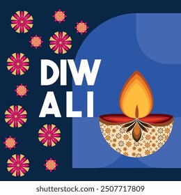 Vector Design Illustration for the celebration of Indian Festival Diwali. Happy Diwali, Shubh Deepavali.