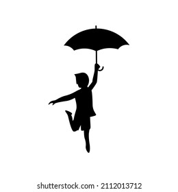 vector design, illustration of a child holding an umbrella