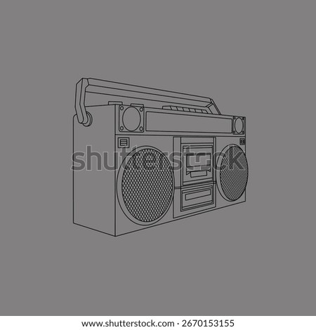 vector design illustration of a classic old-fashioned radio, in lineart style