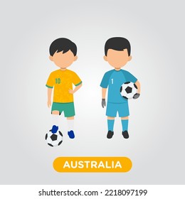 Vector Design illustration of collection of  Australia football player with children illustration (goal keeper and player).