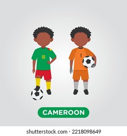 Vector Design illustration of collection of Cameroon football player with children illustration (goal keeper and player).