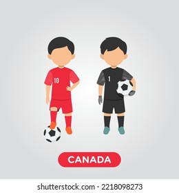 Vector Design illustration of collection of Canada football player with children illustration (goal keeper and player).