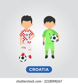 Vector Design ilustración de la colección de jugadores de fútbol de Croacia con ilustración infantil (portero y jugador).