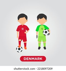 Vector Design illustration of collection of  Denmark football player with children illustration (goal keeper and player).