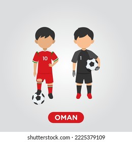 Vector Design illustration of collection football player of Oman with children illustration (goal keeper and player).