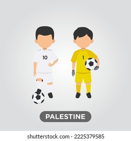 Vector Design illustration of collection football player of Palestine with children illustration (goal keeper and player).
