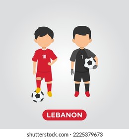 Vector Design Illustration Of Collection Football Player Of Lebanon With Children Illustration (goal Keeper And Player).