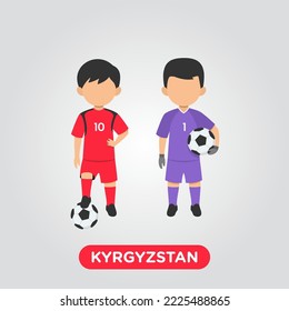 Vector Design illustration of collection football player of Kyrgyztan with children illustration (goal keeper and player).