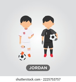 Vector Design illustration of collection football player of Jordan with children illustration (goal keeper and player).