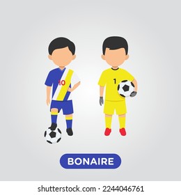 Vector Design illustration of collection football player of Bonaire with children illustration (goal keeper and player).