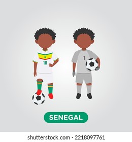 Vector Design illustration of collection of  senegal football player with children illustration (goal keeper and player).